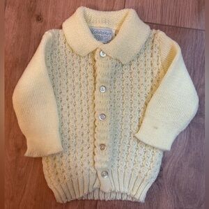 Yellow Vintage Cradleknit baby cardigan sweater 0-3 months